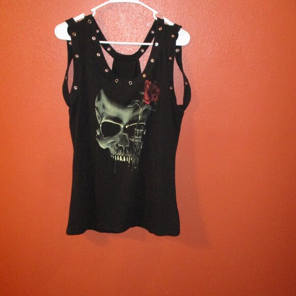 Skull Rose Woman XXL Black Red Gray Graphic Outdoor Travel Tank Top - Picture 5 of 7
